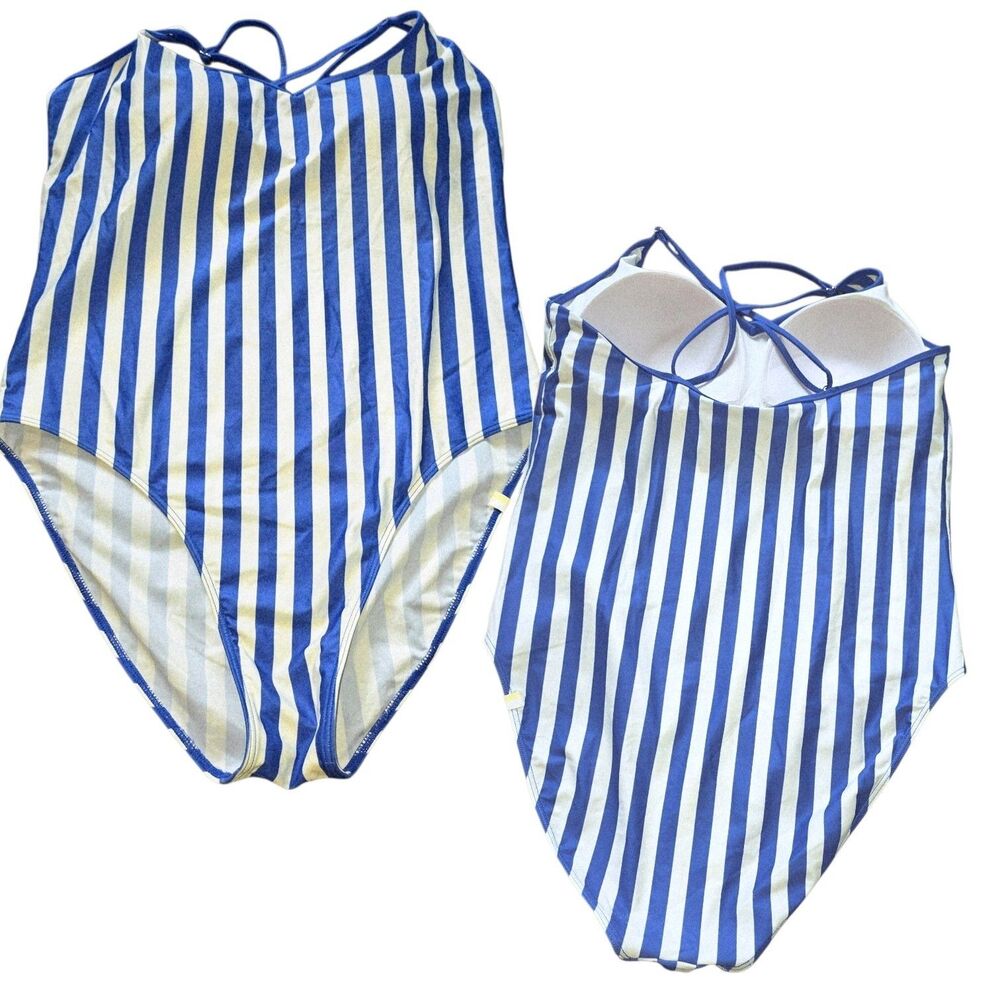 summersalt | Blue and White Vertical Stripe One-Piece Swimsuit